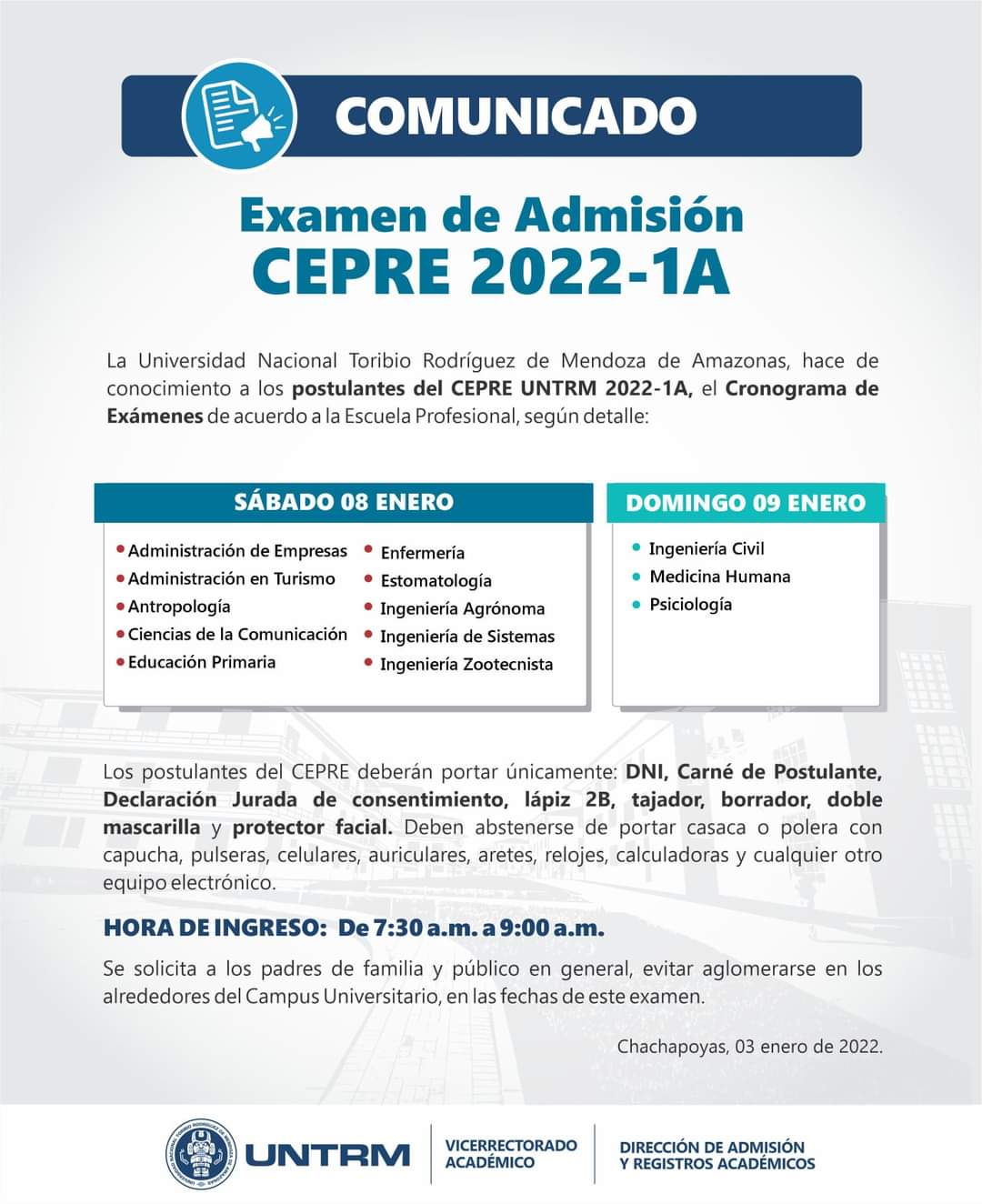 Examen de admisión cepre 2022 1a ene2022